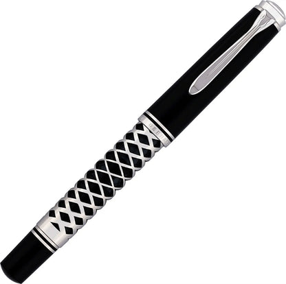 Pelikan Füller Souverän M805, silber, Metal Sleeve, 18 Kt. Goldfeder, schwarz