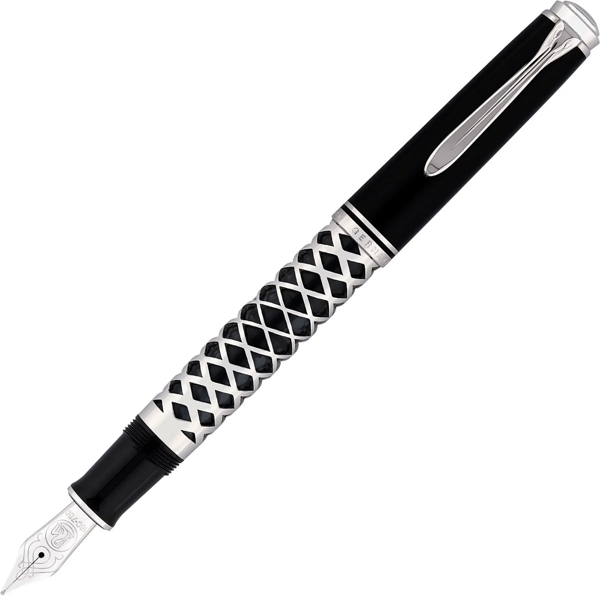 Pelikan Füller Souverän M805, silber, Metal Sleeve, 18 Kt. Goldfeder, schwarz