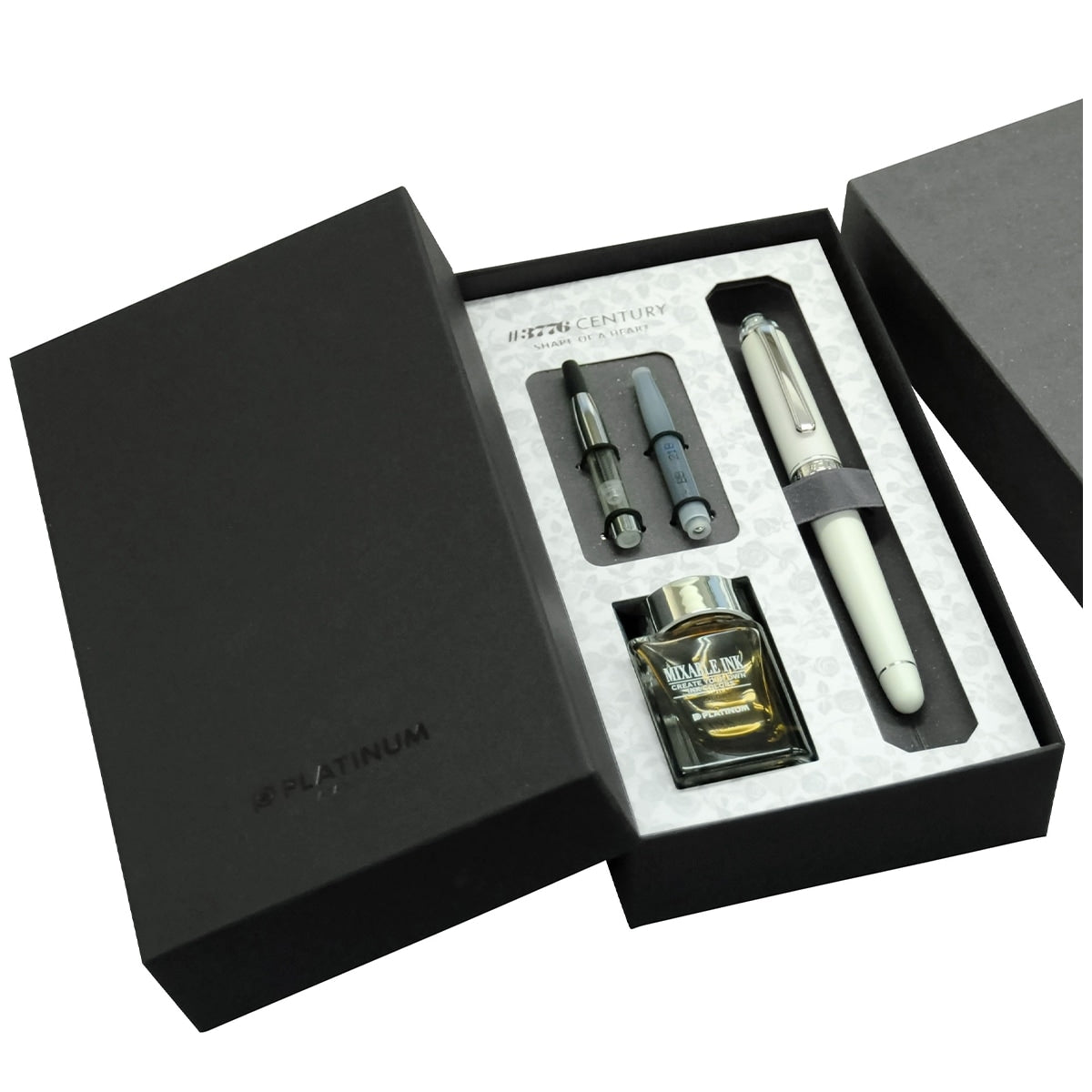 Platinum, penna stilografica, #3776 Century Shape of Heart, elementi decorativi in ottone rodiato 14Kt, avorio