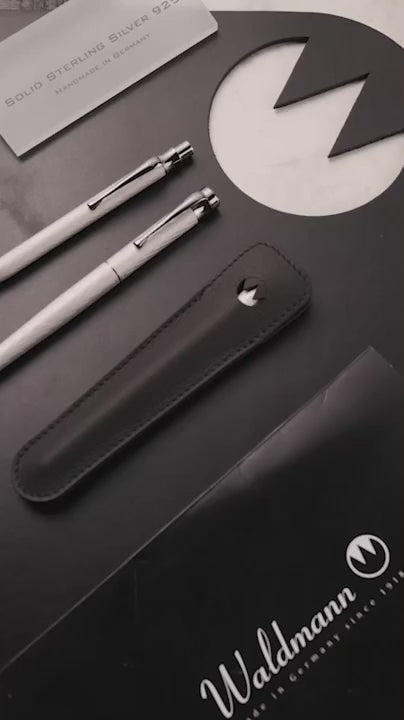 Penna stilografica Waldmann Aura Night, argento, argento satinato