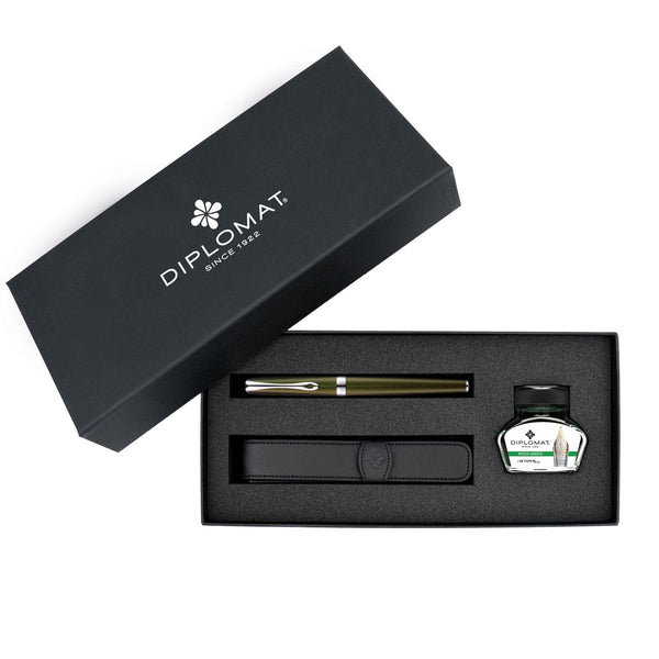 Diplomat Coffret Cadeau, Excellence A2, Stylo Plume & Étui 1 Stylo & Encrier, Vert