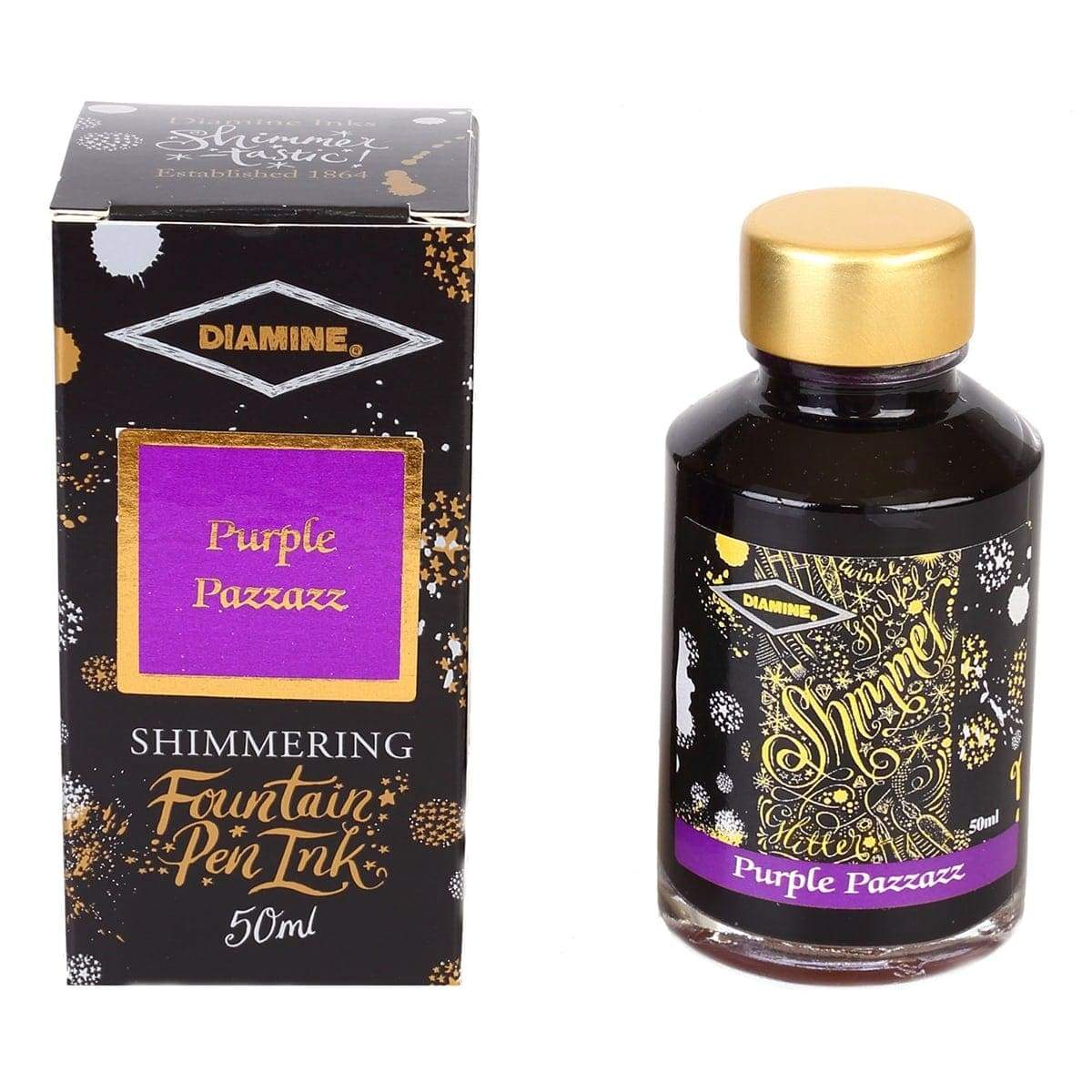 Diamine, Tintenglas, Shimmering 50 ml, Purple Pazzazz-1
