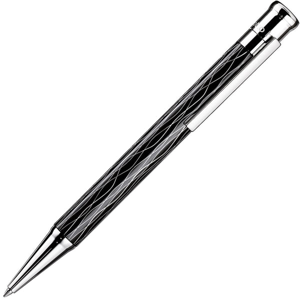 Otto Hutt, Stylo bille Design 04, Vague, plaqué platine, noir