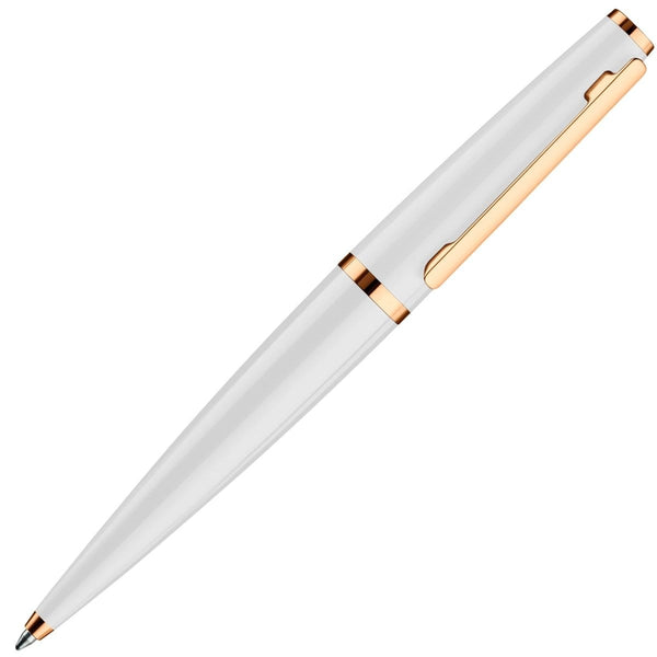 Otto Hutt, Stylo bille Design 06, laque brillante, plaqué or rose, blanc