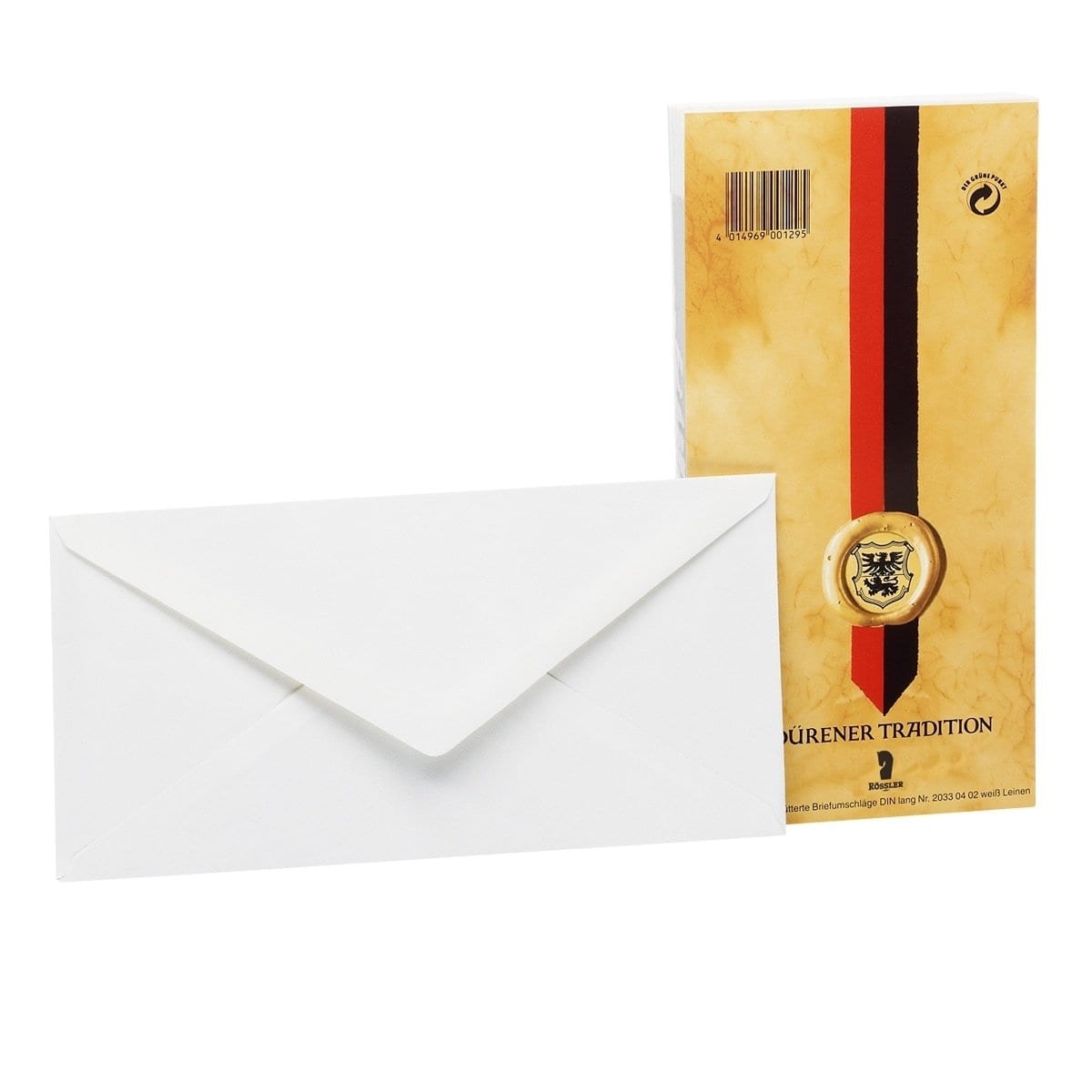 Rössler, Briefumschläge, Dürener Tradition, DL, 25, weiß Leinen, mit Seidenfutter-1
