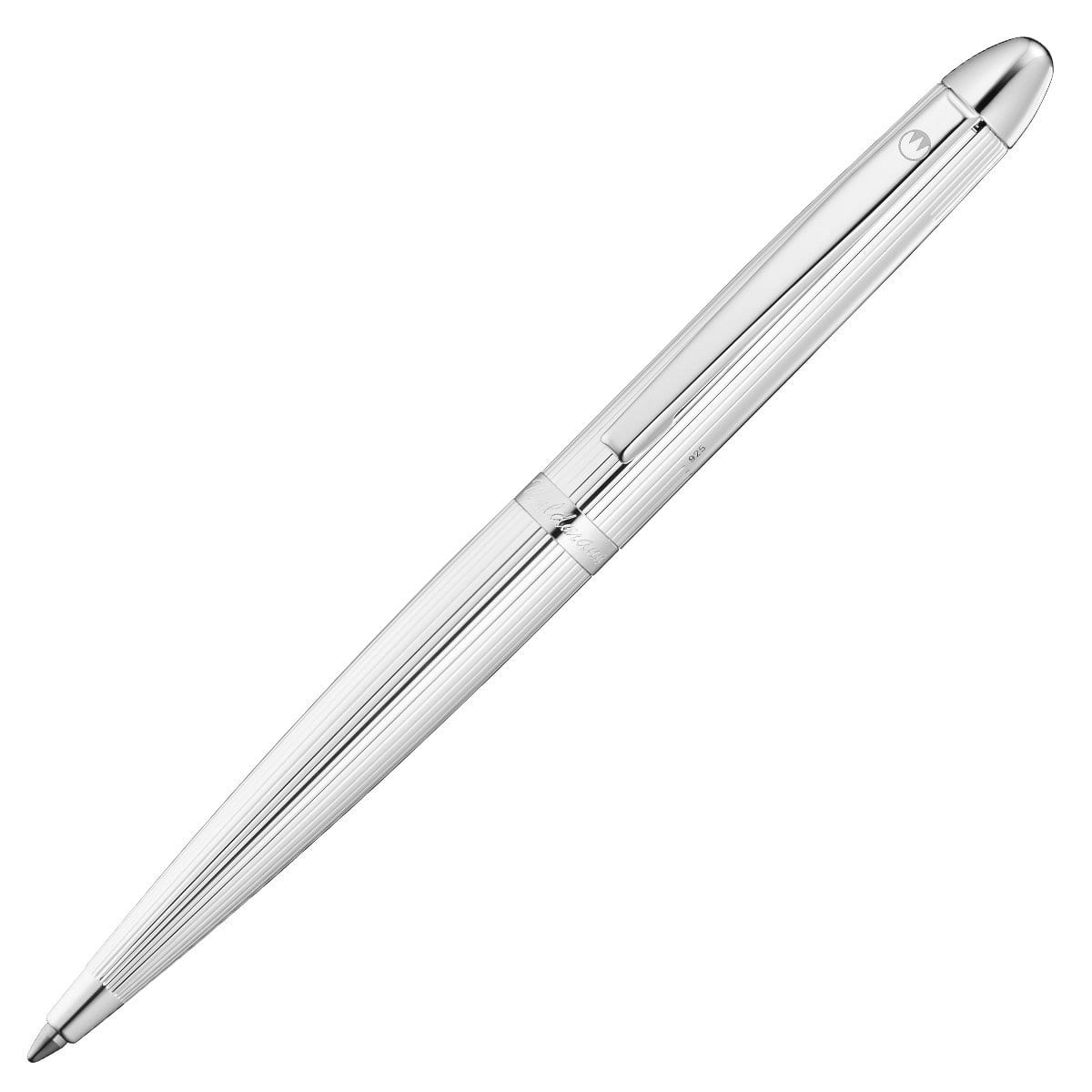 Waldmann, Kugelschreiber, Pocket, Linien Design, Silber, mit Gas Druck Mine-1