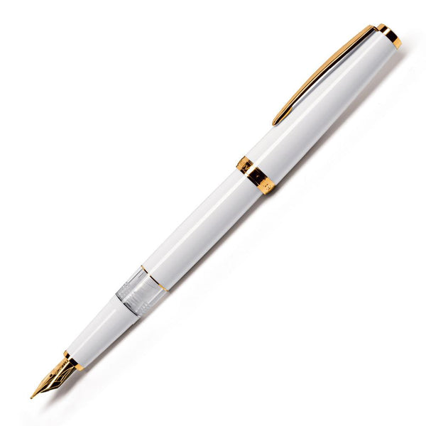 Cleo Skribent, penna stilografica Classic Gold, sistema a stantuffo, bianco