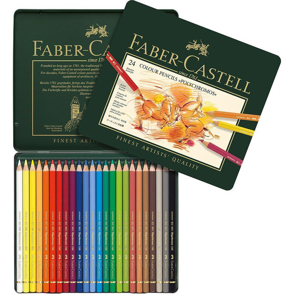 Faber-Castell, Matite colorate Polychromos, 24 matite in astuccio di metallo