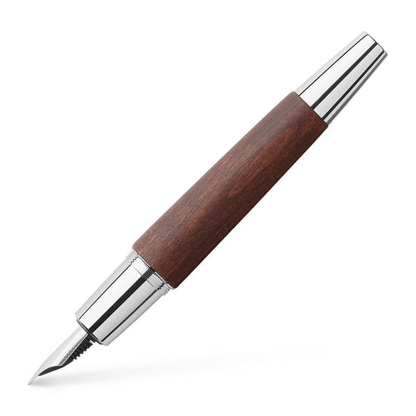 Faber-Castell, stylo plume E-Motion, corps en bois, marron foncé
