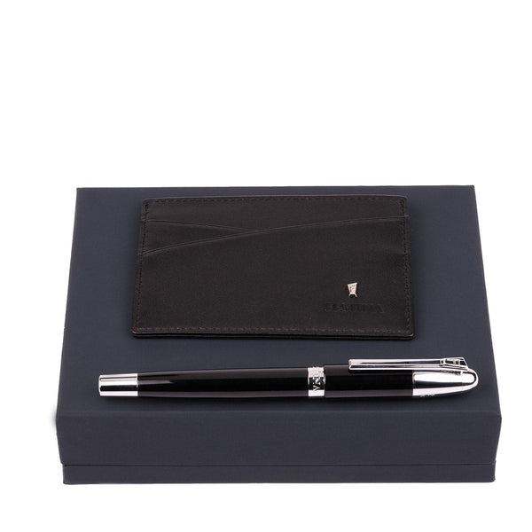 Festina, set stylo roller / étui à cartes de crédit, noir