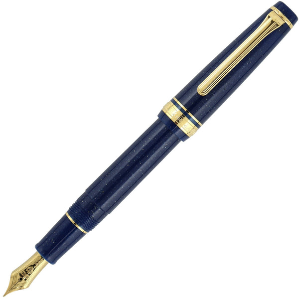 Sailor, stilografica Pro Gear Slim, edizione speciale dorata, pennino 14K, Vega Dark Blue Lamé
