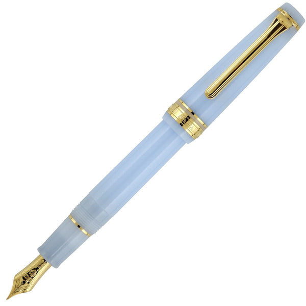 Sailor, penna stilografica Pro Gear Slim, edizione speciale oro, pennino 14K, Grateful Crane Light Blue Lamé