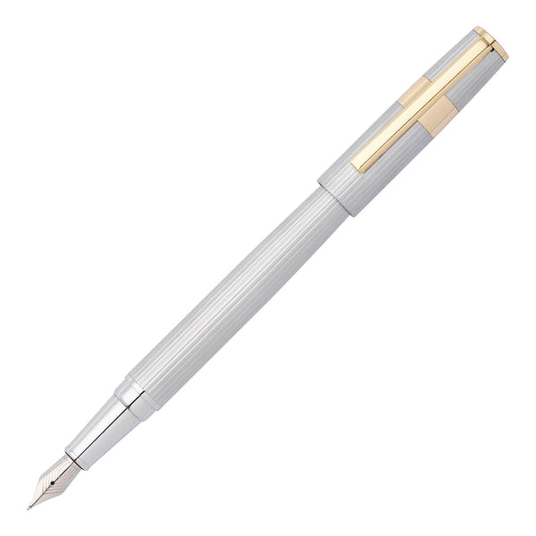 HUGO BOSS, Penna stilografica Gear Pinstripe, argento/oro