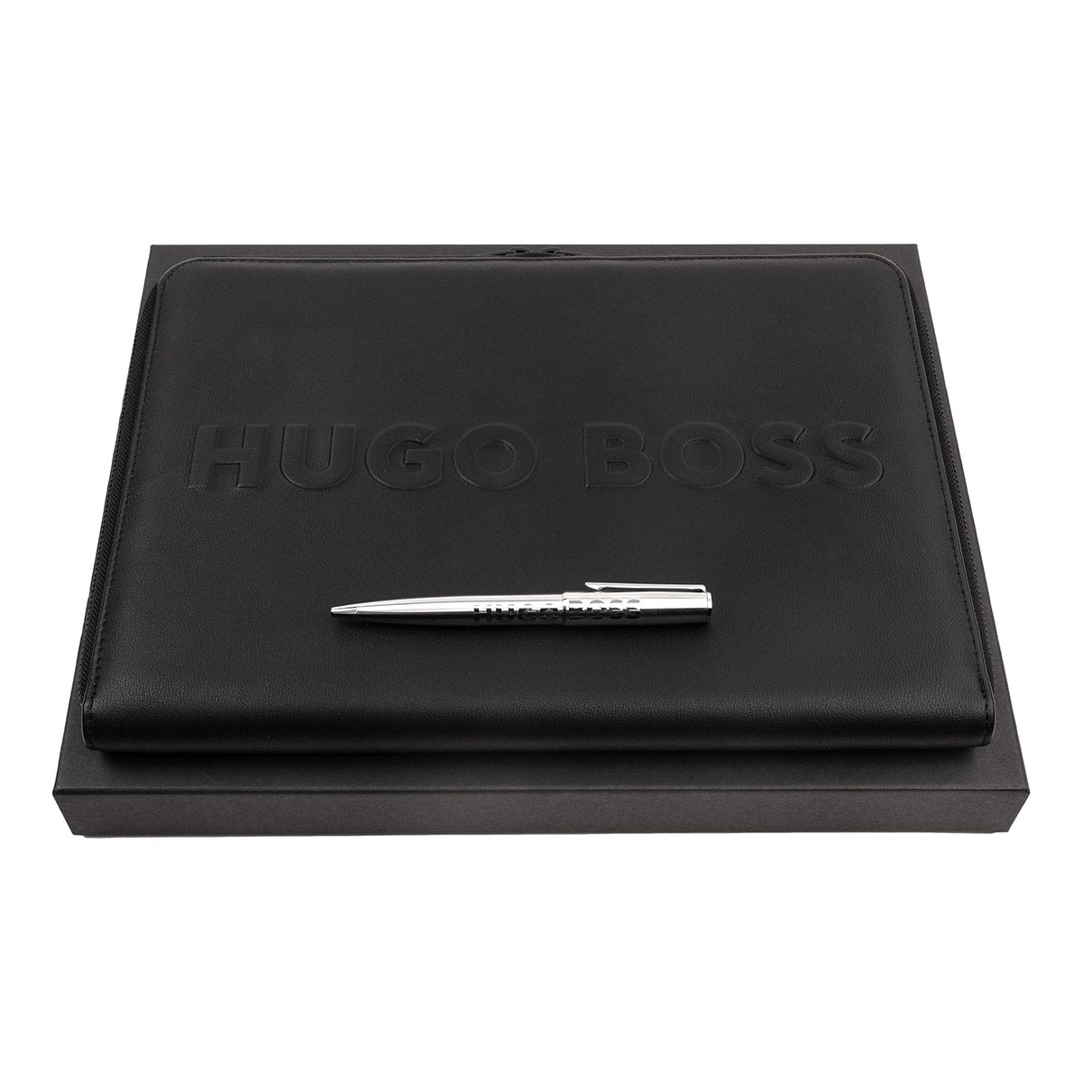HUGO BOSS Kugelschreiber / Notizbuch Label A4 silber-1