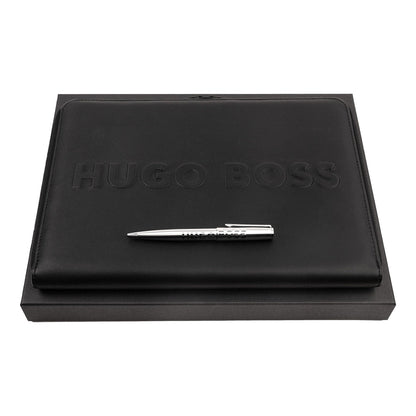 HUGO BOSS Kugelschreiber / Notizbuch Label A4 silber-1