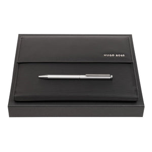 HUGO BOSS Kugelschreiber / Notizbuch Set A5 silber-1
