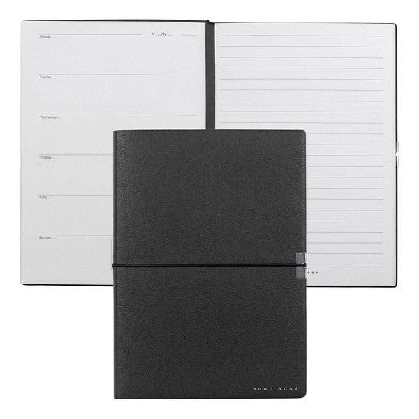 HUGO BOSS, carnet Elegance Storyline, agenda A5 blanc, noir