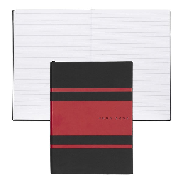 HUGO BOSS, Notizbuch Essential Gear, A5 liniert weiss, rot