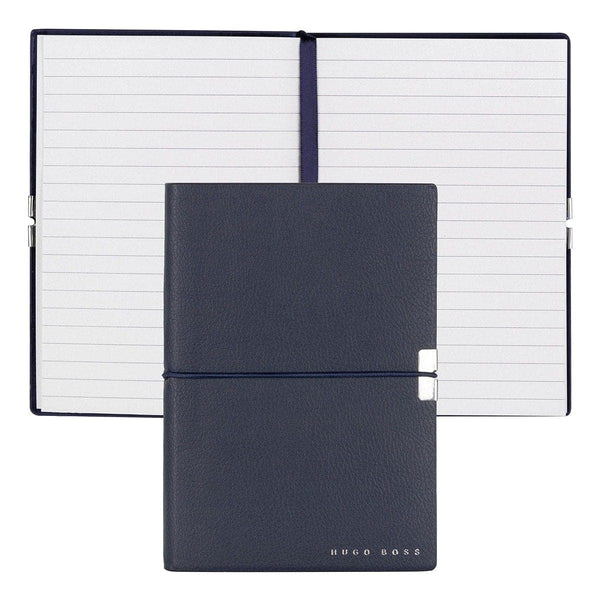 HUGO BOSS, taccuino Elegance Storyline, A6 a righe bianco, blu scuro
