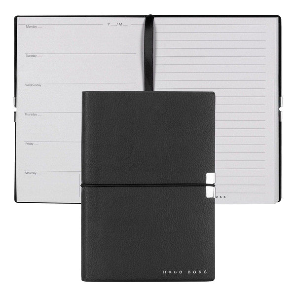 HUGO BOSS, carnet Elegance Storyline, agenda A6 blanc, noir