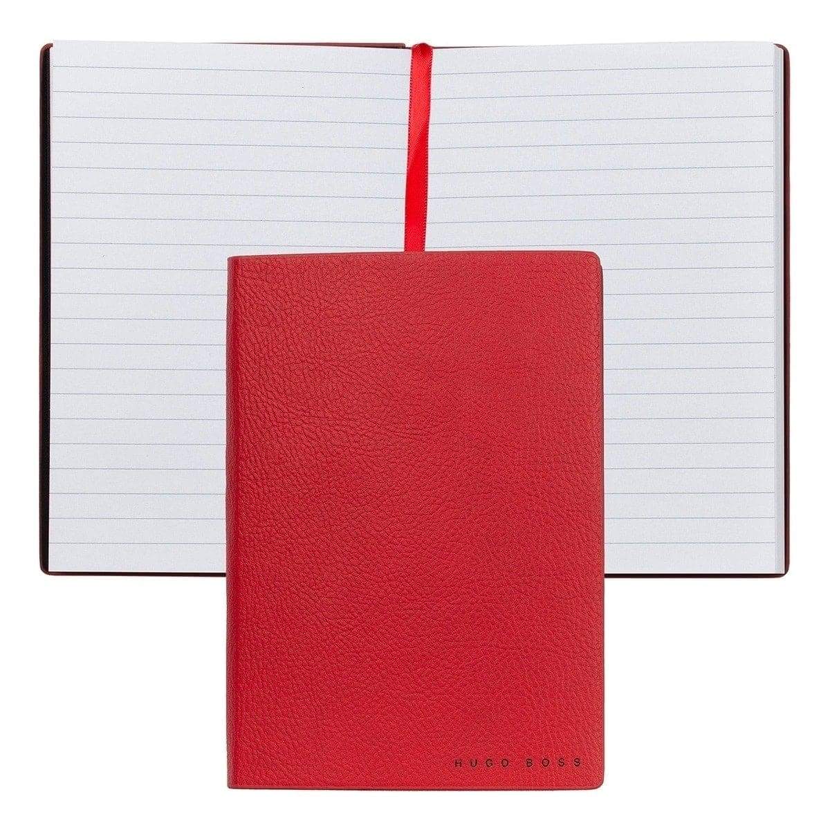 HUGO BOSS, Notizbuch Essential Storyline, A6 liniert weiss, rot-1