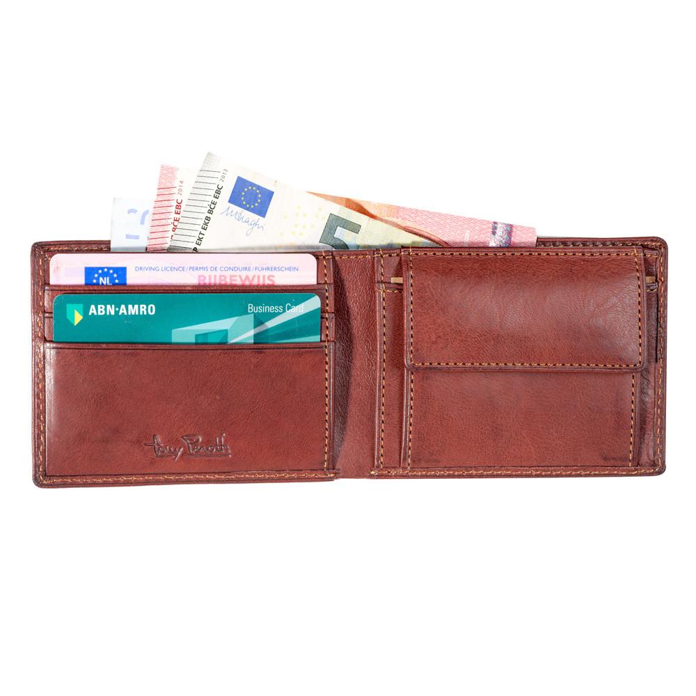 Tony Perotti, Brieftasche, Börse, Vegetale, klein, Dunkelbraun-1