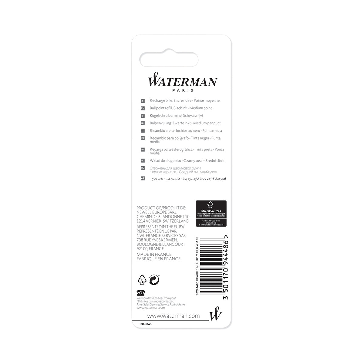 Waterman Kugelschreibermine Mittel Schwarz-3