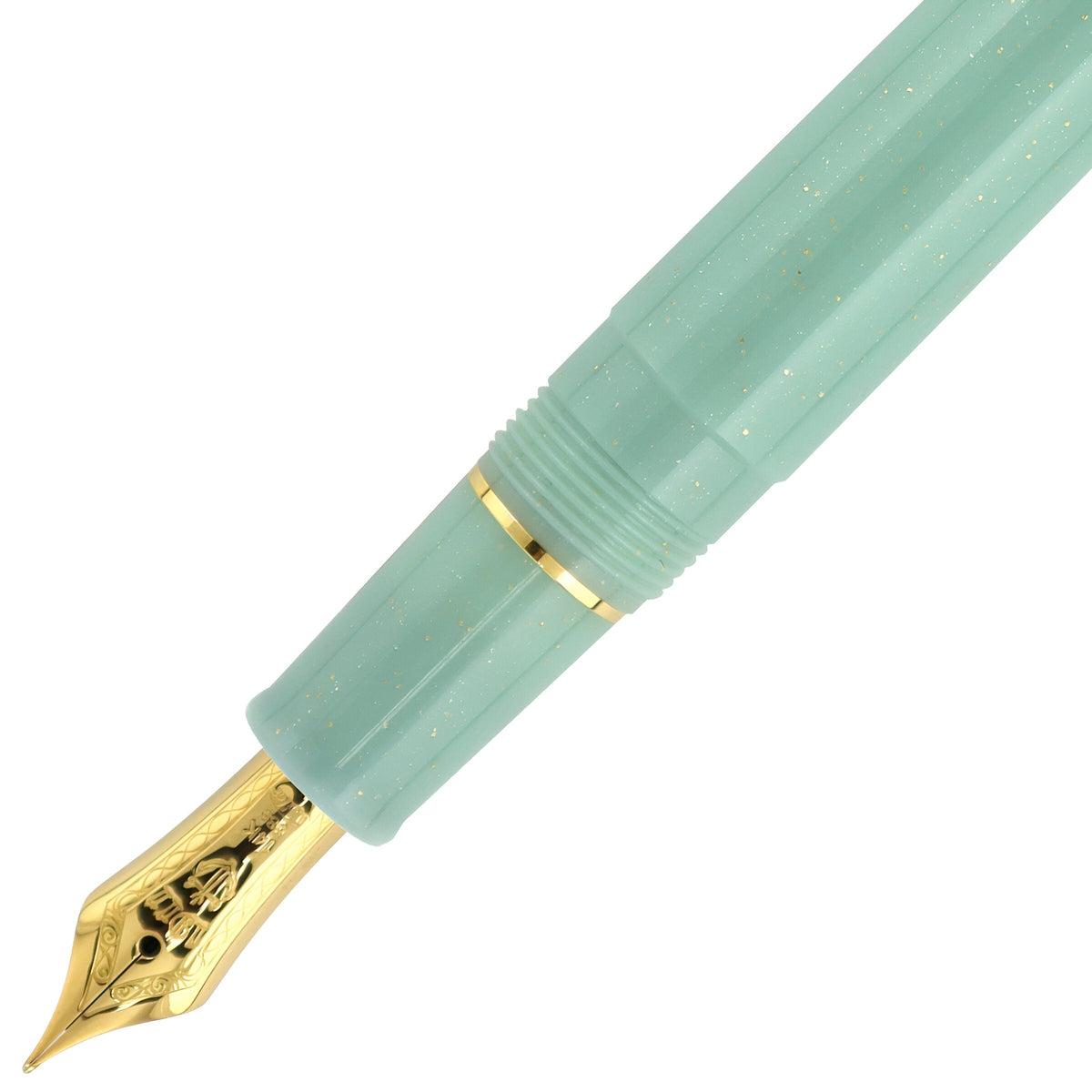 Sailor, Penna stilografica Pro Gear Slim, edizione speciale oro, pennino 14K, Dragon Palace Green Lamé
