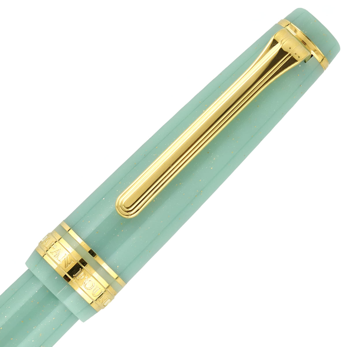 Sailor, Penna stilografica Pro Gear Slim, edizione speciale oro, pennino 14K, Dragon Palace Green Lamé