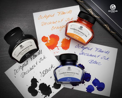 Encre de stylo-plume Octopus Fluids Document Inks bleue certifiée DIN ISO 12757-2 30 ml