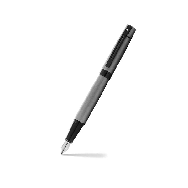 Penna stilografica Sheaffer 300 nera, pennino in acciaio, grigio scuro