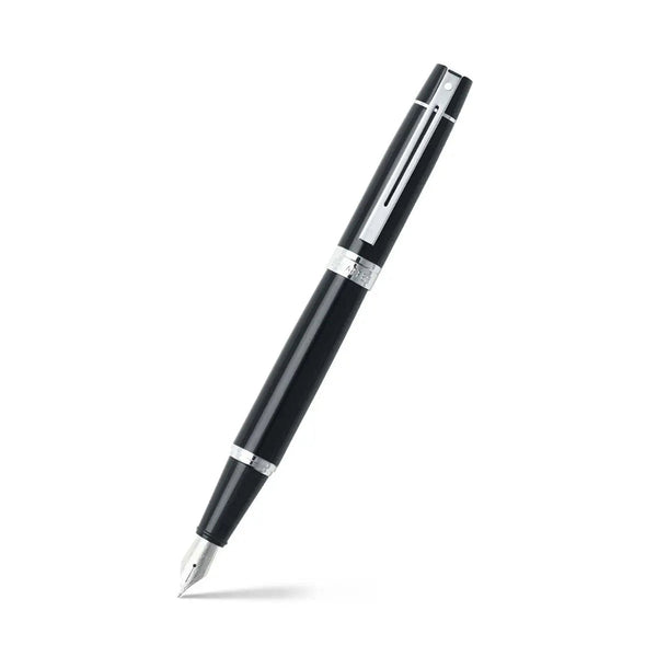 Stylo-plume Sheaffer 300 argenté, plume acier, noir