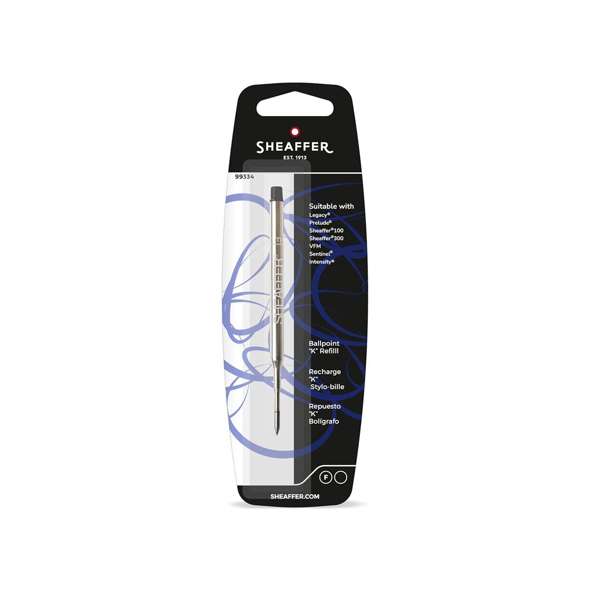 Refill per penna a sfera Sheaffer, punta fine, nero