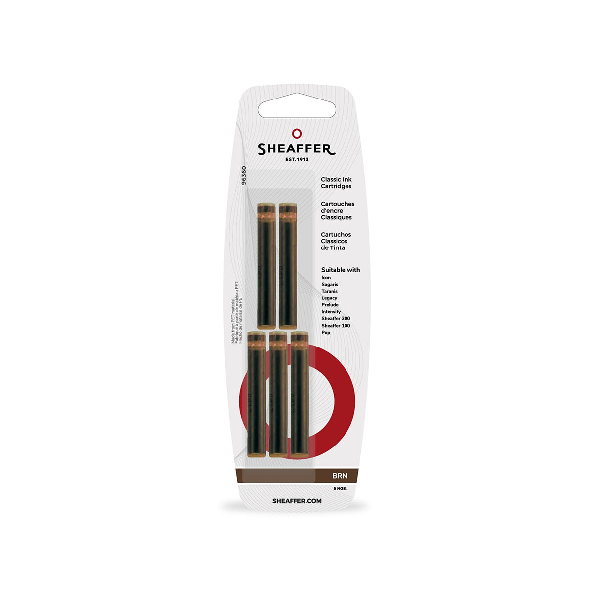 Cartucce d'inchiostro Sheaffer, 5 pz., marrone
