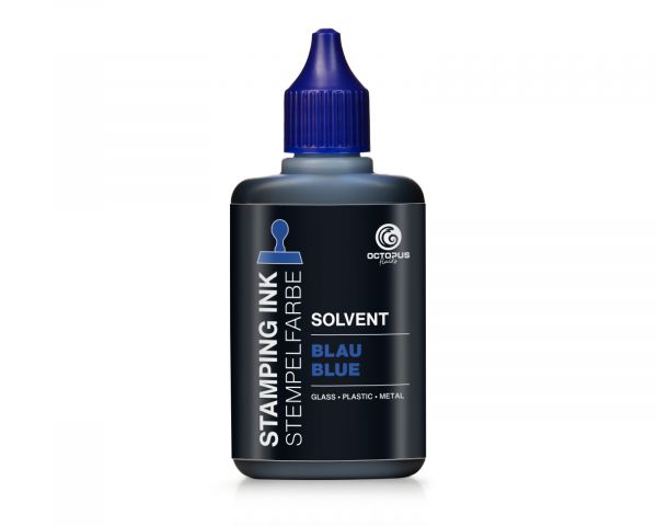 Inchiostro per timbri a base solvente Octopus Fluids Lenizett per superfici lisce Blu (trasparente)
