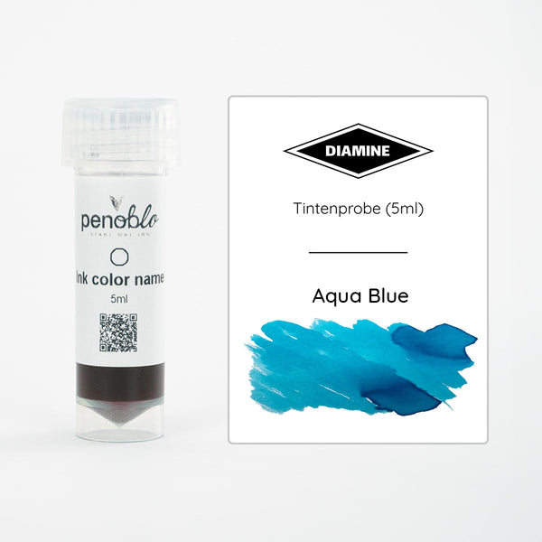 Échantillon d'encre Penoblo, Diamine Regular, Aqua Blue