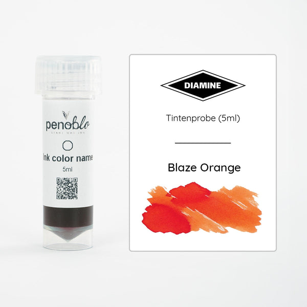 Échantillon d'encre Penoblo, Diamine Regular, Blaze Orange