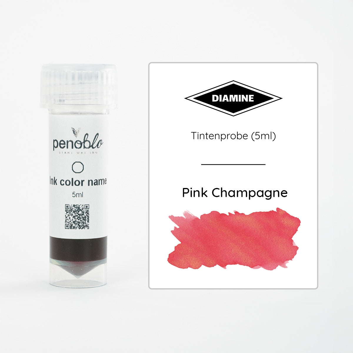 Diamine, campione d'inchiostro, Shimmering, Pink Champagne, 5ml