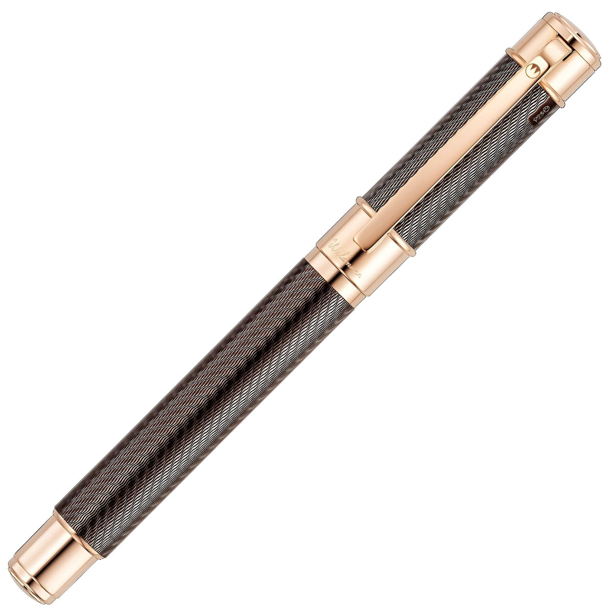 Penna stilografica Waldmann Commander 25 Ltd. Edt., placcata oro rosa, 18kt, marrone