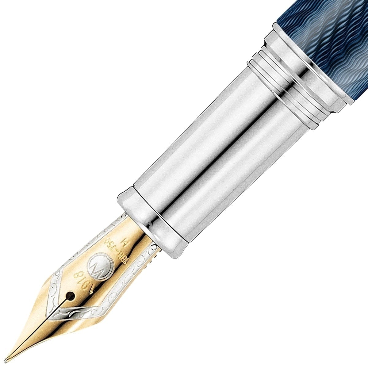 Waldmann, stylo-plume, Grandeur 18 carats, Bleu Océan